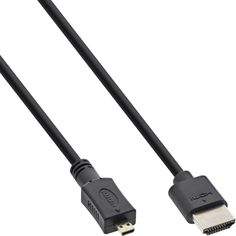 Inline HDMI Cable With Ethernet Type a D Male Súper Slim Black / Gold 1,5M
