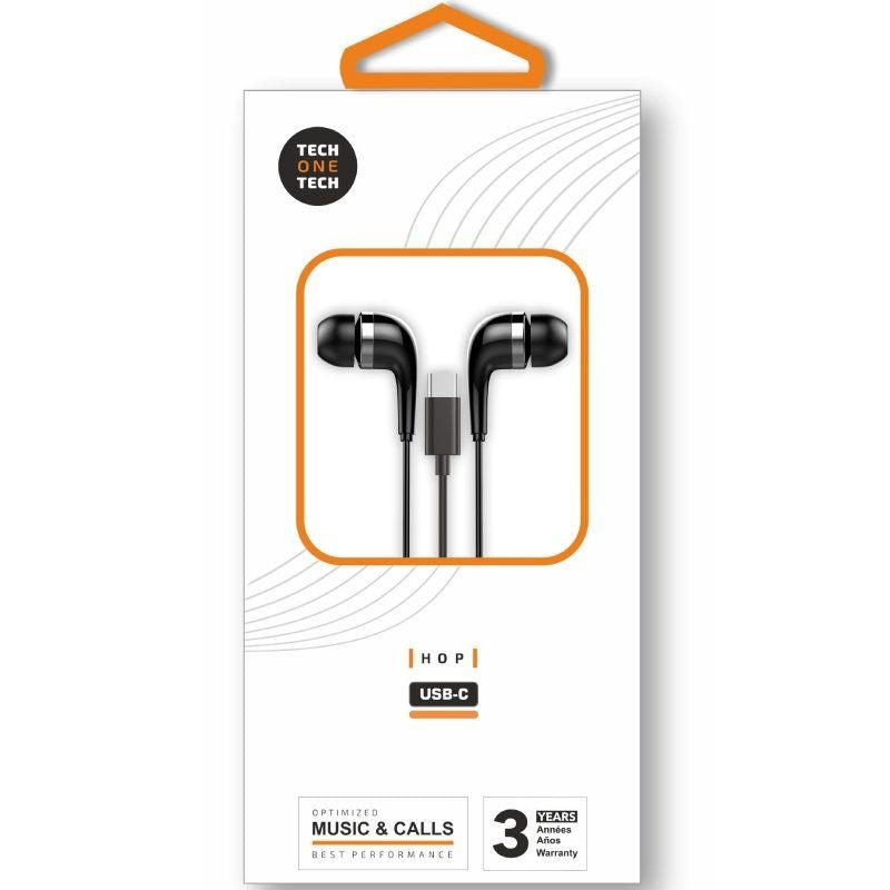 Tech One Tech Headphones Intrauditivos Eartech TEC1305 With Microphone USB Type-c Black
