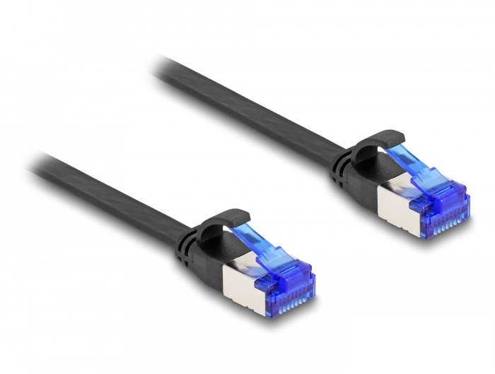 Delock RJ45 Flachband Network Cable Male a Male CAT.6A Flexibel 1M Black