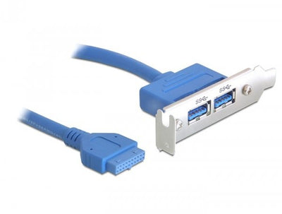 Delock Slot Bracket USB 3.0 Pin Header 19 Pin 1 X Internal 2 X USB 3.0-A Female External Low Profile — image 1