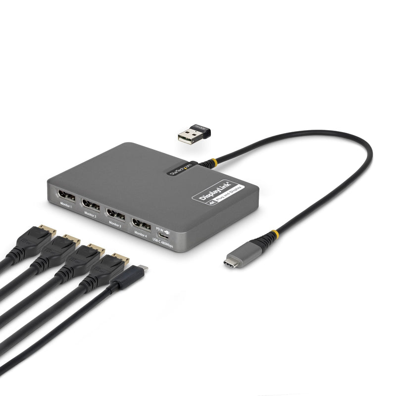 StarTech USB-C Zu 4-MONITOR Workstation Adapter 4K 60HZ DisplayPort 140W Pd Passthrough USB For Keyboard And M