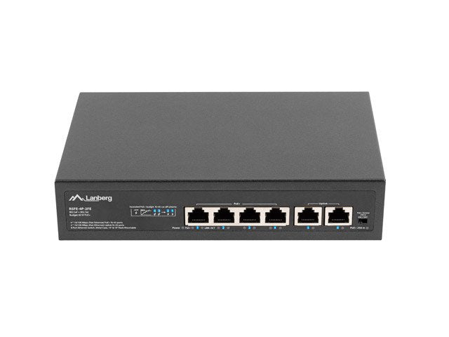 Lanberg PoE + Switch Rack 10/19 RSFE-4P-2FE-60