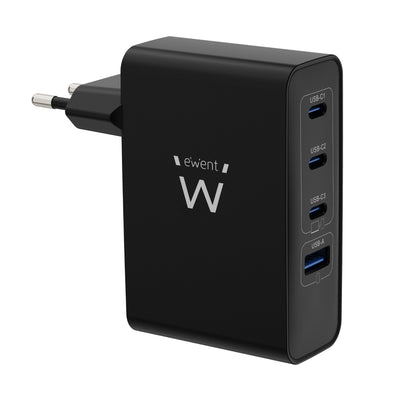 Ewent EW1330 Charger GaN Universal Wall 100W Ultrarapido - 3x USB-C PD 3.0 And 1x USB-A Qc 3.0 - Black — image 1