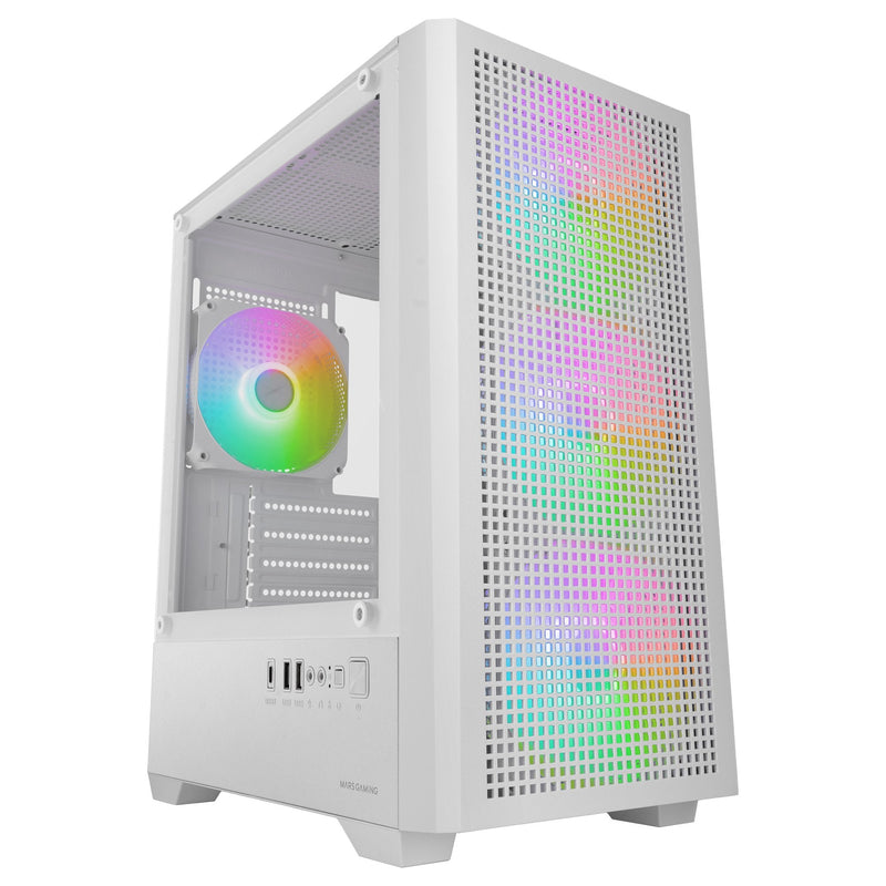 Mars Gaming PC Case microATX Mc-vectorw GPU Max. 282MM Glass Tempered Mesh ARGB USB-C White