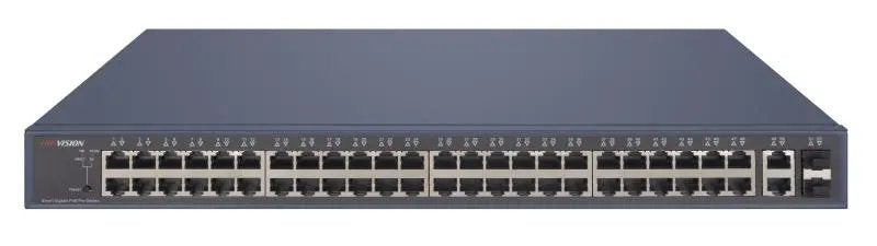 Hikvision Switch PoE Smart 48 Ports Gigabit, 2x RJ45 Gigabit, 2X Fibre Optic, 470W DS-3E1552P-SI( Or -std)