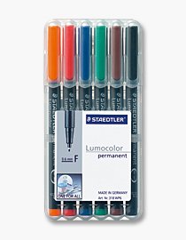 Staedtler Lumocolor 318 Pack 6 Markers Permanentes - Punta Fina Redonda - Trazo 0.6MM - Capuchon With Clip - S