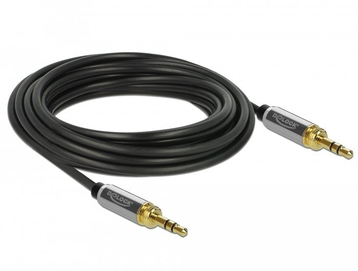 Delock Cable Stereo 3,5MM, 3 Pines Male a Male With Adapter Screw 5M
