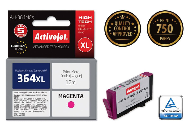 Activejet Ink Ah-364MCX (reemplazo HP 364XL CB324EE - Premium - 12ML - Magenta