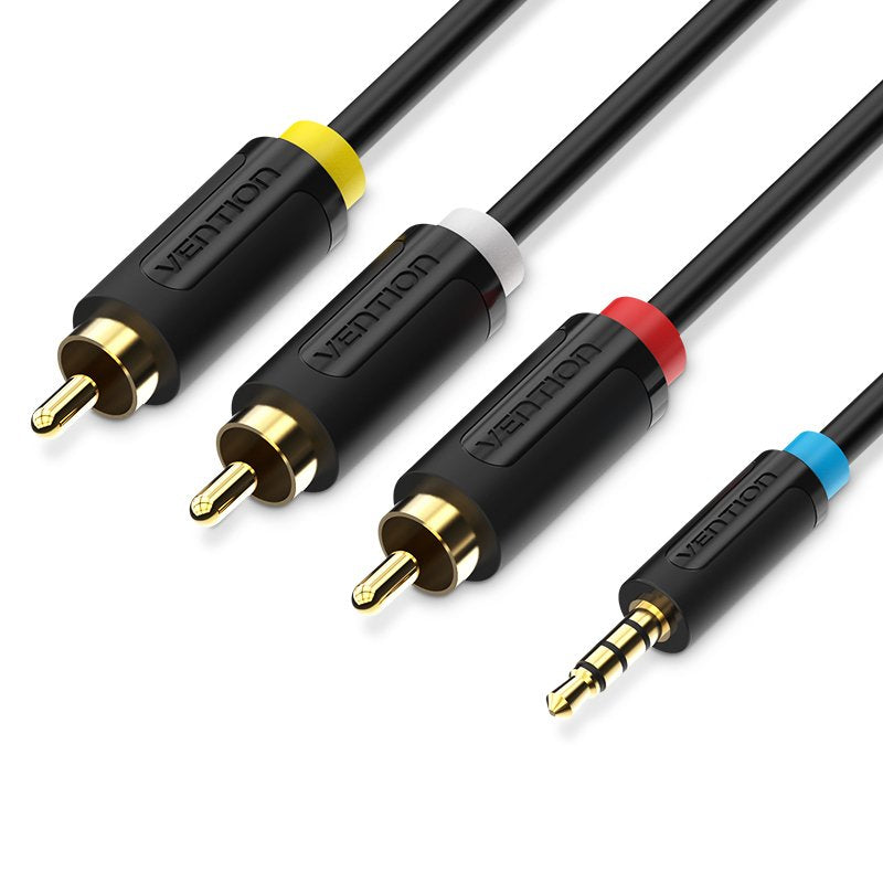 Vention Cable Stereo Bcbbg Jack 3.5 Male 3X Rca Male 1.5M Black