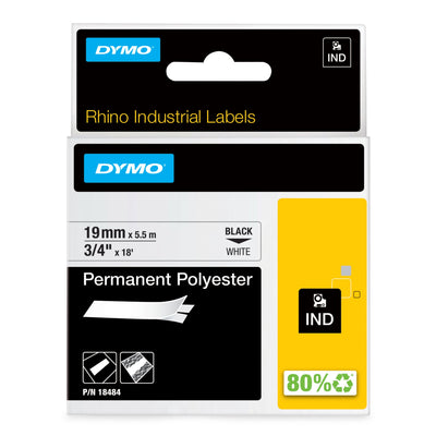 Dymo Rhino Tape ID1-19 Black/White Polyester — image 1