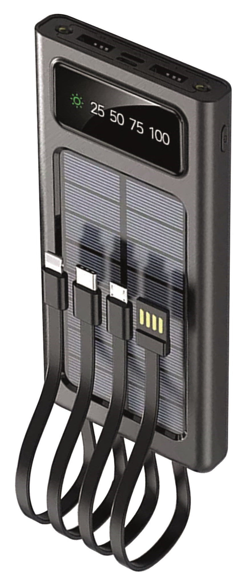 2GO Powerbank Solar 10000MAH Black With Linterna LED