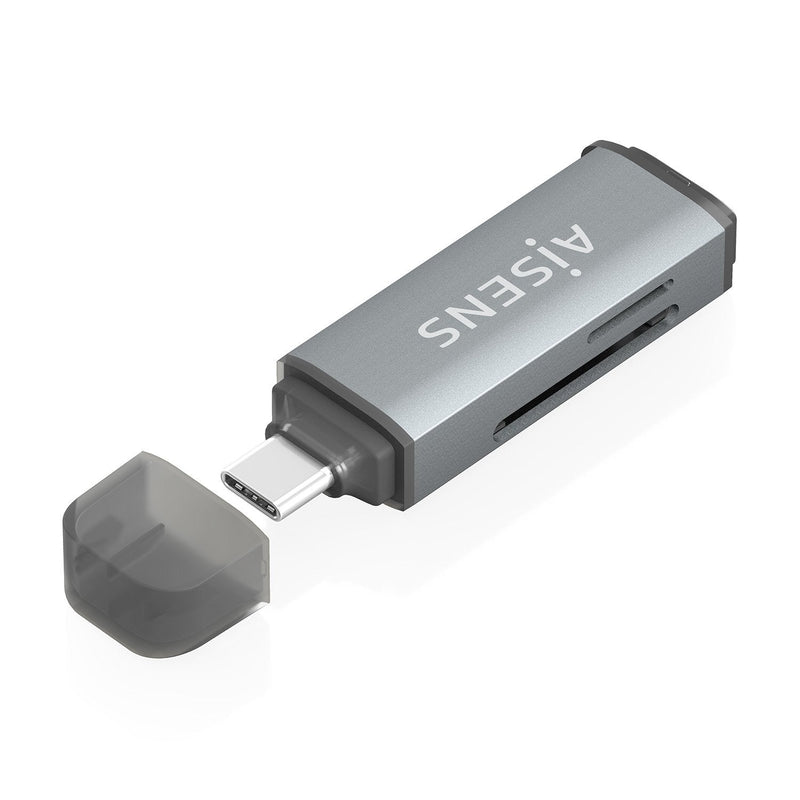 Aisens Card Reader Sd, microSD, Mmc, Rs-mmc, MMC Micro, Usb-c, Grey