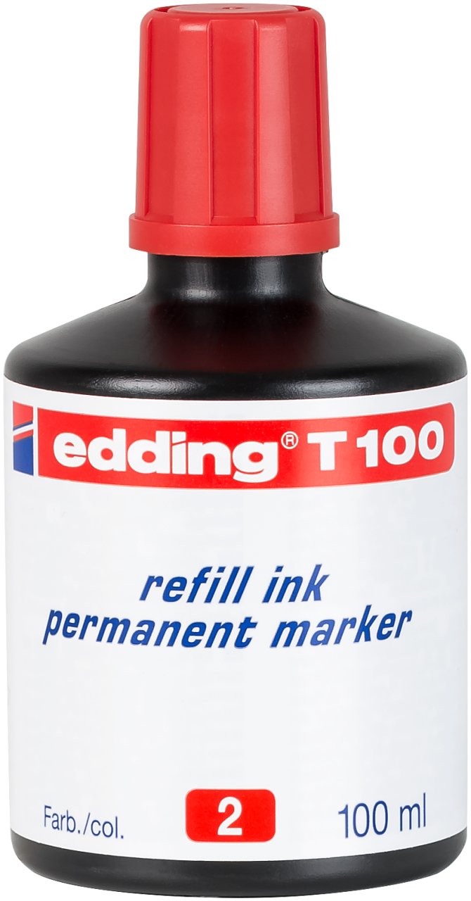 Edding T100 Bote Recharge Marker Permanente - Capacity 100ML - Colour Red