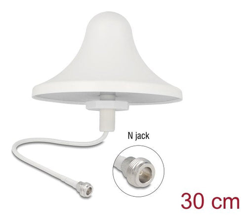 Delock 4G Wi-Fi 2,4GHZ Antenna N Connector Female 3 dBi 30CM RG-58 Omnidirektional Assembly Ceiling White — image 1