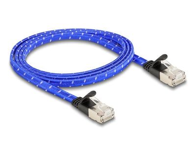 Delock RJ45 Network Cable Flat Trenzado CAT.6A U/FTP 1M Blue — image 1