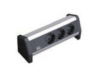 Power Strip Desk 1 Base Múltiple 3 Salidas AC Indoor Black Silver