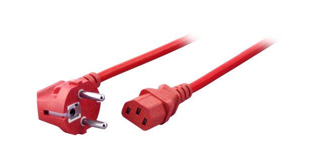 Efb Cable Power Contact Protection 90 - C13 180, Red 3,0M, 3 X 1,00MM