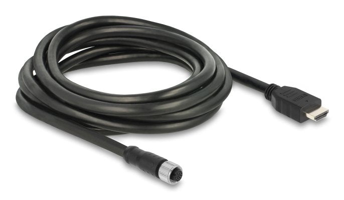 Delock M12 Cable A-kodiert 17 Pin Connector Female a HDMI Connector Male 3M Black