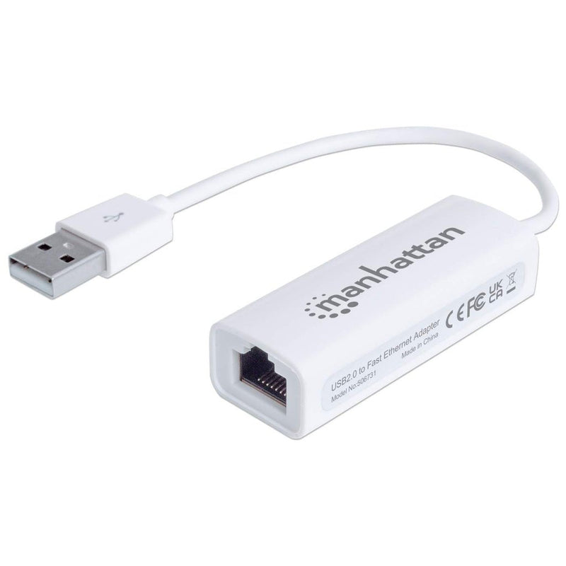 Manhattan Adapter Fast Ethernet USB High Speed 2.0 10/100Mbps Fast Ethernet, USB High Speed 2.0