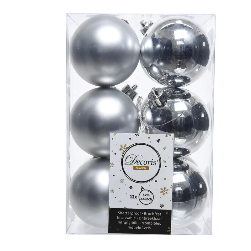 Box Of 12 Bolas Silver Decorativas Tree Christmas Ø6CM