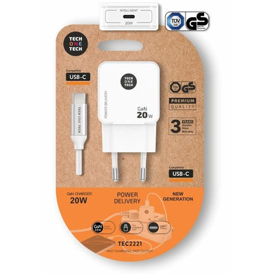 Tech One Tech Wall Charger TEC2221 1x USB Type-c + USB Cable Type-c 20W White — image 1