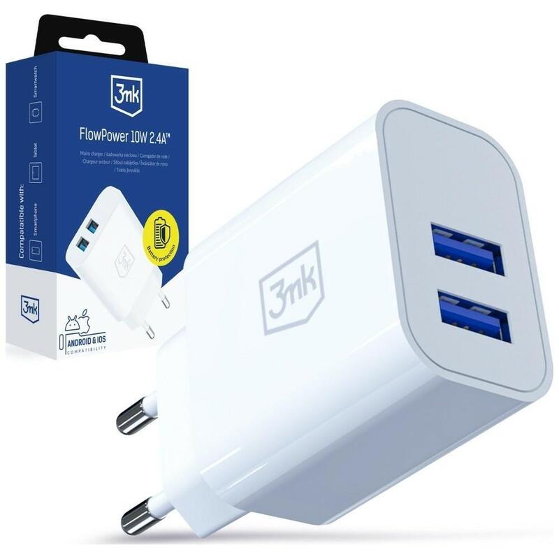 Charger Network 10W 2x USB-A 2,4A Flowpower White