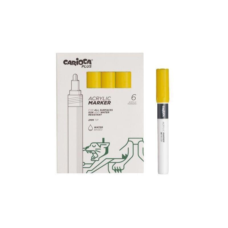Carioca Plus Pack 6 Marcadores Acrilicos - Punta 2MM - Yellow
