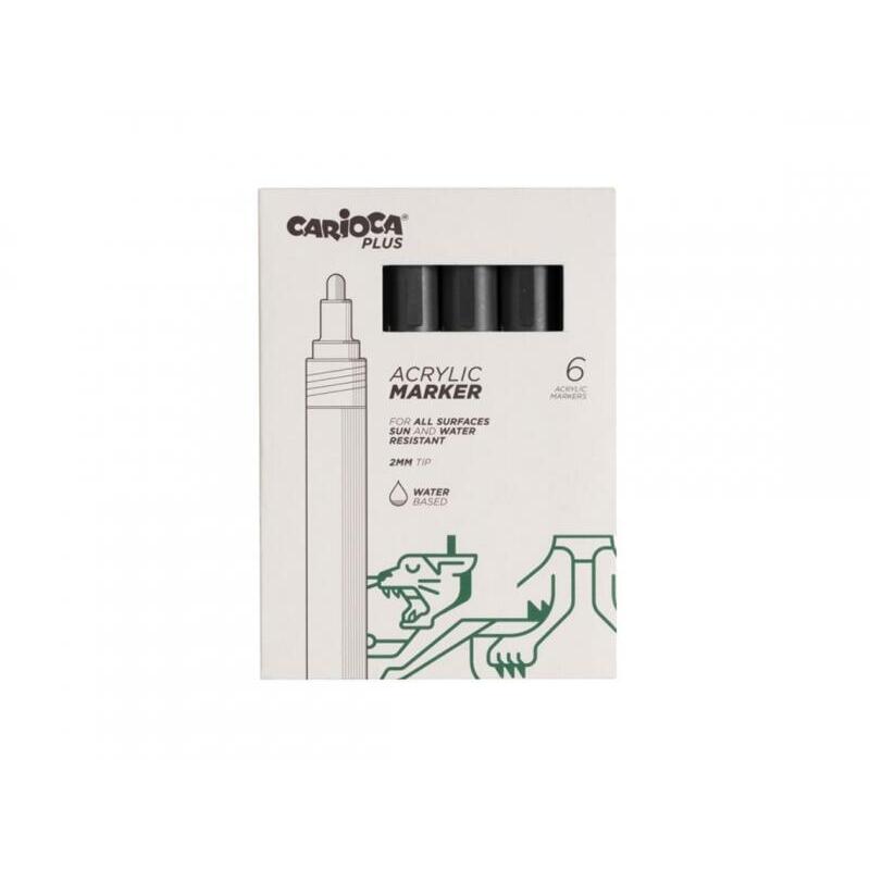 Carioca Plus Pack 6 Marcadores Acrilicos - Punta 2MM - Black