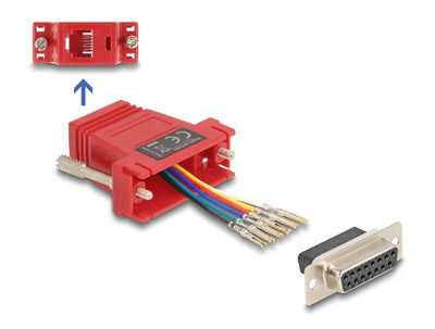 Delock D-sub 15 Pin Connector Female a RJ12 Connector Female Kit Assembly Red — image 1