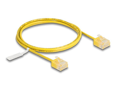 Delock RJ45 Network Cable CAT.6 UTP Ultra Slim 1M Yellow With Kurzen Machon — image 1
