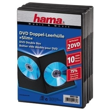 Hama Slim Dvd Double Jewel Case Pack Of 10, Black