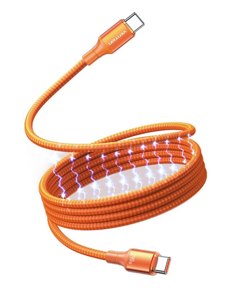 Vention Cable Magnetic USB 2.0 Type-c 5A Tsaog USB Type-c Male USB Type-c Male Up To 240W 480Mbps 1.5M Orange