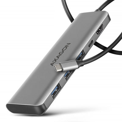 Axagon Hub HMC-5H USB-C 3.2 Gen 1, 3x Usb-a, 4K Hdmi, Pd 100W - Silver — image 1