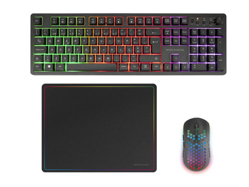 Mars Gaming Keyboard Mouse And Mouse Pad Mcpwxpt Black H-mech Frgb 3200DPI Portuguese — image 1