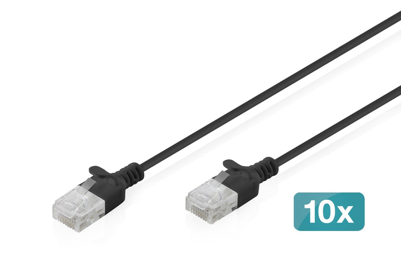 Digitus Pack 10 Units - Network Cable CAT.6 U/UTP Slim 0.30M Black