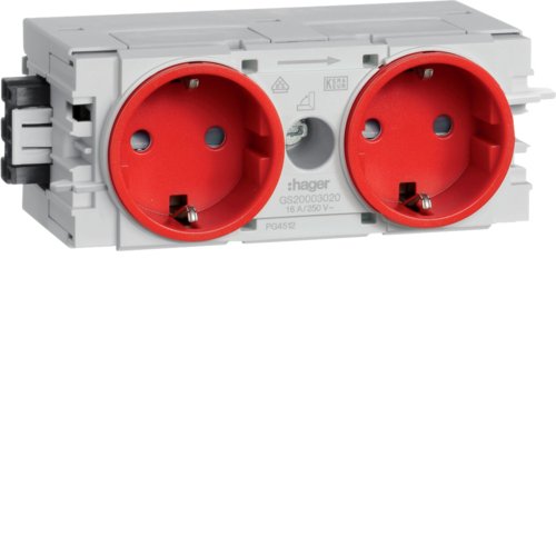 Hager Socket Power 2VÍAS M.wago GS20003020 ** C-profil Verkehrsrot