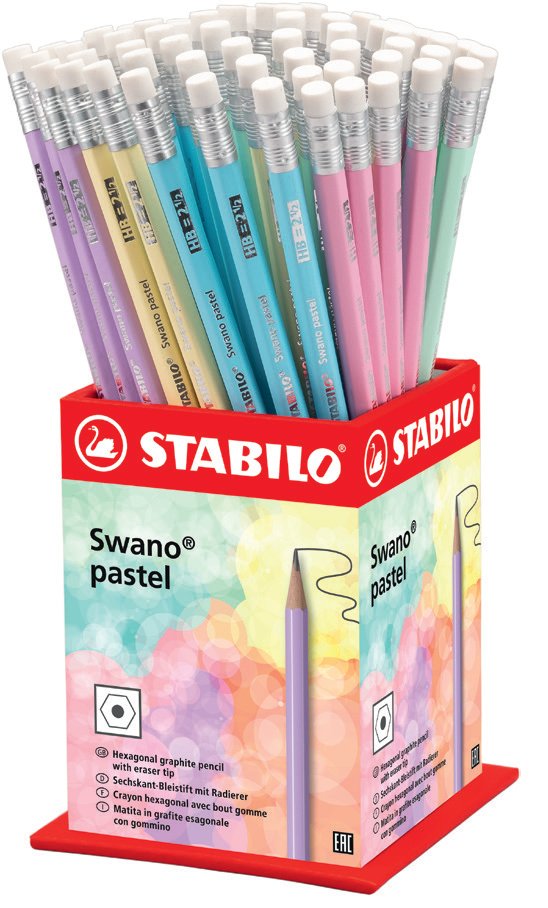 Stabilo Expositor Pencil Graphite With Rubber Swano Pastel Surtidos -72U-