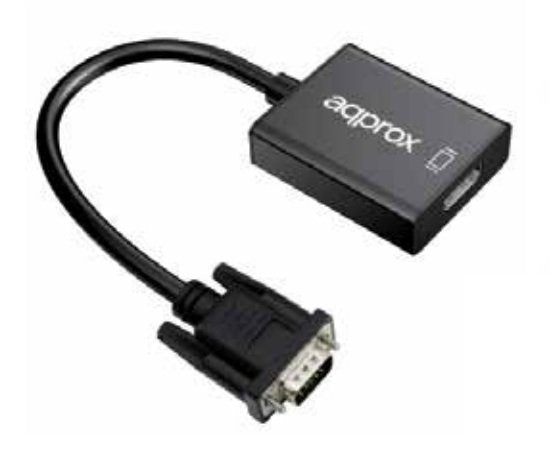 Approx Adapter VGA a HDMI APPC25 With Input Audio Conexiones VGA (in) / Jack 3.5 (in) / Micro