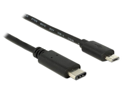 Delock 0.5M, USB 2.0-C/USB 2.0 Micro-b USB Cable 0,5M 2.0 Micro-usb B USB C Black — image 1