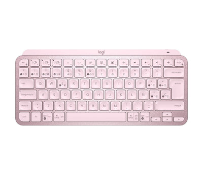 Logitech Keyboard Spanish Mx Keys Mini RF Wireless + Bluetooth QWERTY Pink — image 1