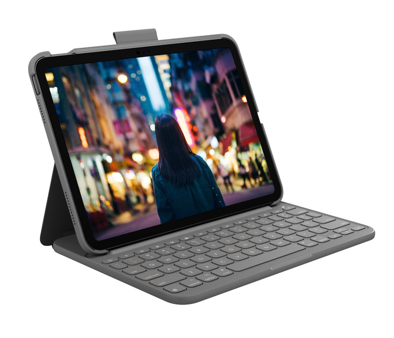 Logitech Slim Folio Box Of Keyboard And Folio Wireless Bluetooth Le Qwertz Suizo Grey Oxford Apple 10.2-INCH I