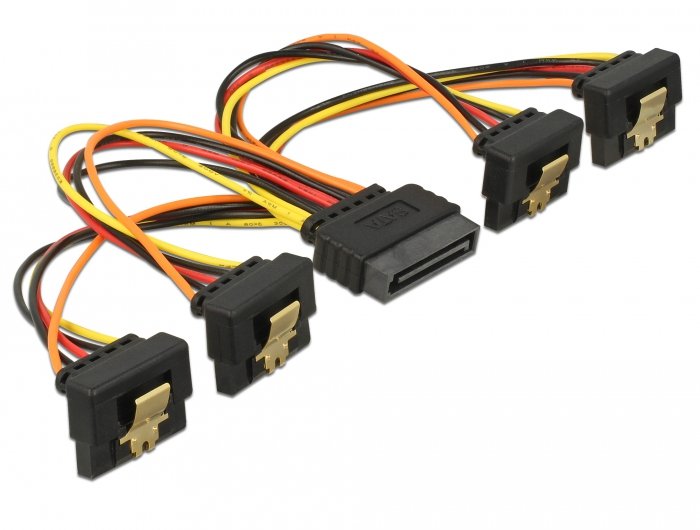 Delock SATA 15 Pines 4 Sockets Acodadas 15CM