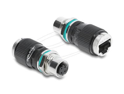 Delock M12 Adapter D-kodiert 4 Pin Bu a RJ45 Bu Recto — image 1