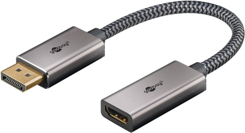 Goobay Plus DisplayPort HDMI Adaptadorcable, 8K @ 60HZ Grey 20CM, 32 Gbit/S) 75272