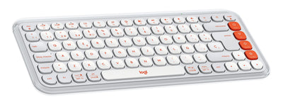 Logitech Keyboard Esoañol Pop Icon Keys Wireless Bluetooth Le QWERTY Spanish White Apagado Orange — image 1