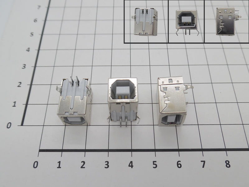 DC Jack Mother, 4 Pin, 90 Degrees Bent Feet, Clavijas Rectas Type Insertado (printer ) B USB Socket