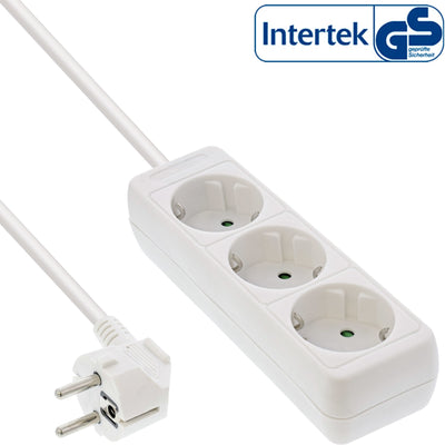 Inline Power Strip 3 Sockets 3X Type F With Security Children White 3M — image 1
