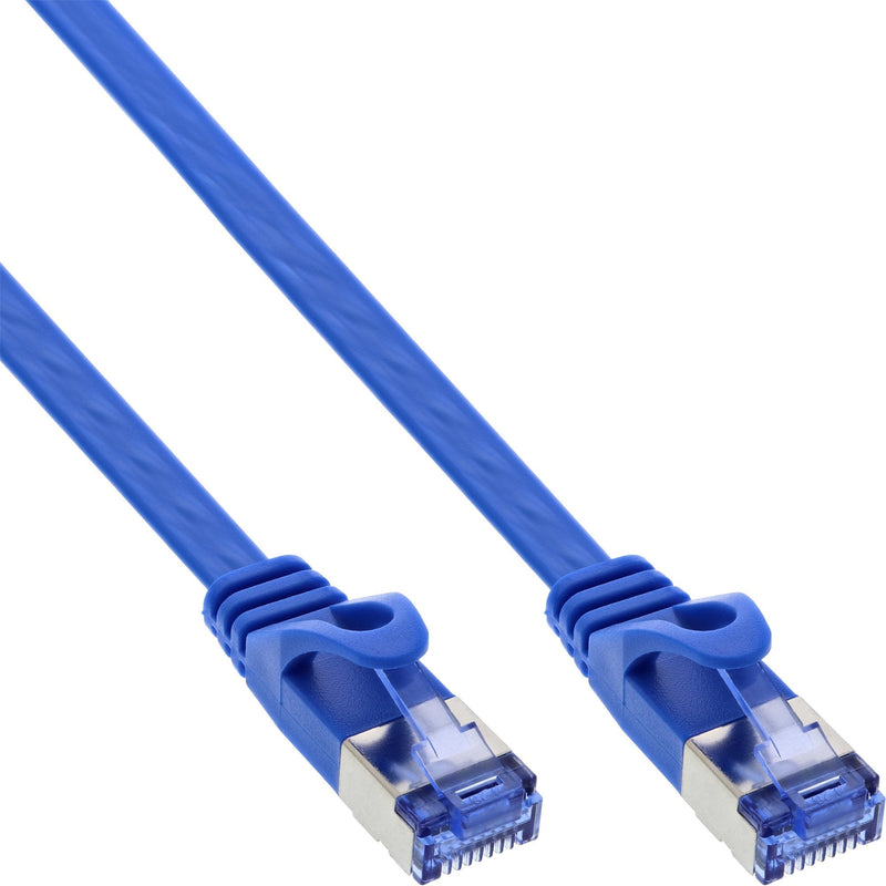 Inline Network Cable Flat , U/FTP, CAT.6A, Blue 10M