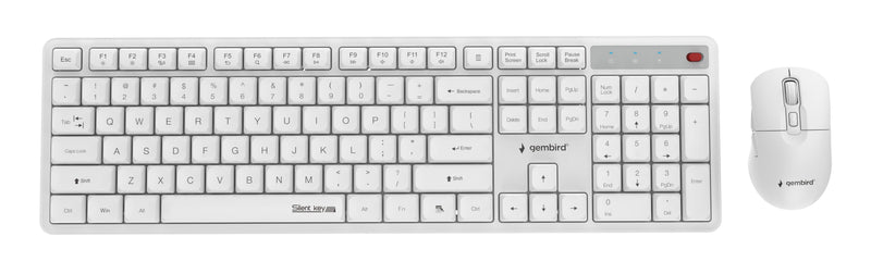 Gembird Keyboard + Mouse Wrl Eng/White KBS-WMS-01-W