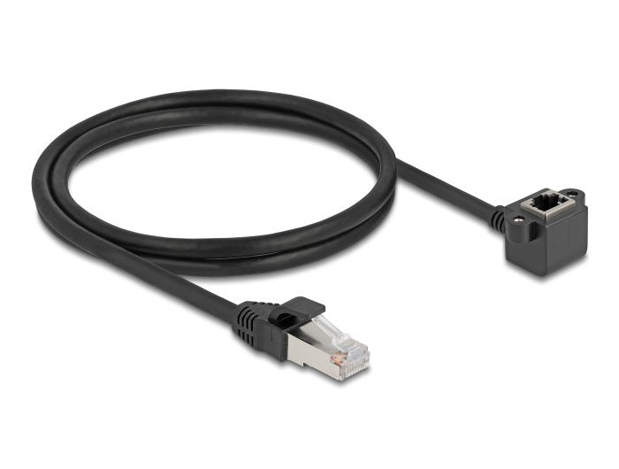 Network Cable Alargador RJ45 Connector Male a RJ45 Connector Female 90° Angulado CAT.6 F UTP 1M Black